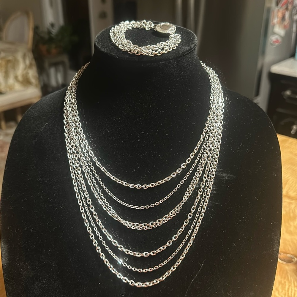 Avon Silver Tone Versatile Multi Strand Necklace … - image 1